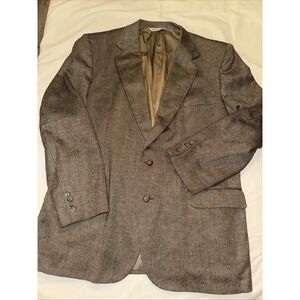 Stafford Tweed Brown Wool Blend Sport Coat Blazer Suit Jacket 46L Made In USA